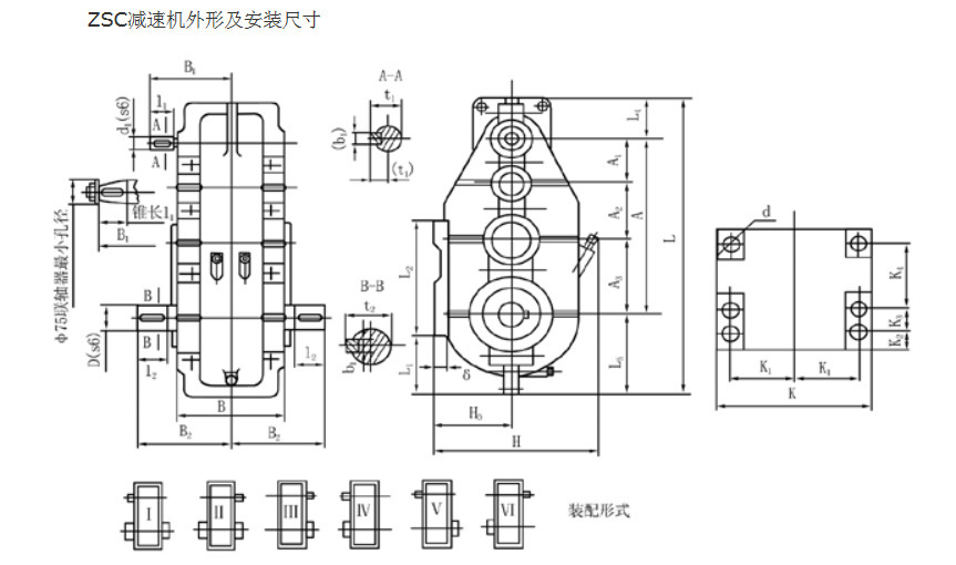 ZSC減速機外形及安裝尺寸 ZSC減速機外形及安裝尺寸
